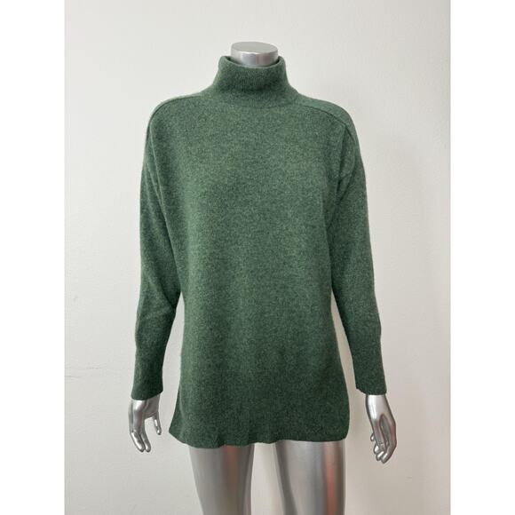 Poetry 100% Cashmere Sweater Womens 8 Forest Green Turtleneck Longline Knit - Picture 2 of 12